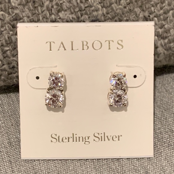 Talbots Jewelry - Talbots Sterling Silver Double-CZ Earrings